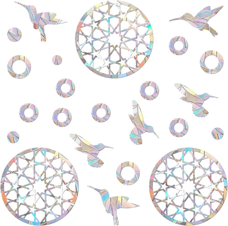 EACILLES 42 Pieces Birds Static Window Clings Anti Collision Window Decals for Bird Strikes, Glass Door Window Stickers, Stop Birds Flying into Windows, Mandala-Hummingbird Style - Image 1